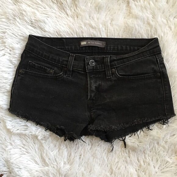 Levi’s Distressed fade short shorts stretch denim! Custom faded lettering - Picture 2 of 4